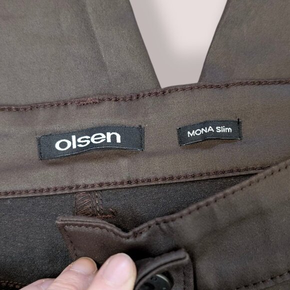 Olsen Brown Mona Slim Pants - Picture 8 of 11